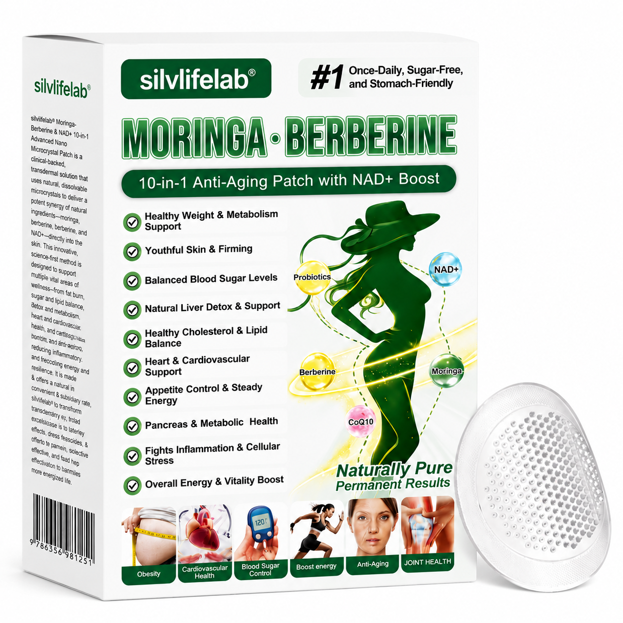 silvlifelab Moringa Berberine + 10-in-1 Nano Microneedle Patch(Just once a day, visible changes in 7 days)