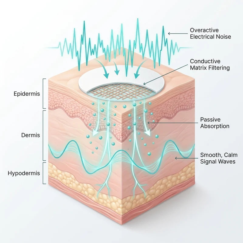 PRYXO patch bio-conductive layer science diagram